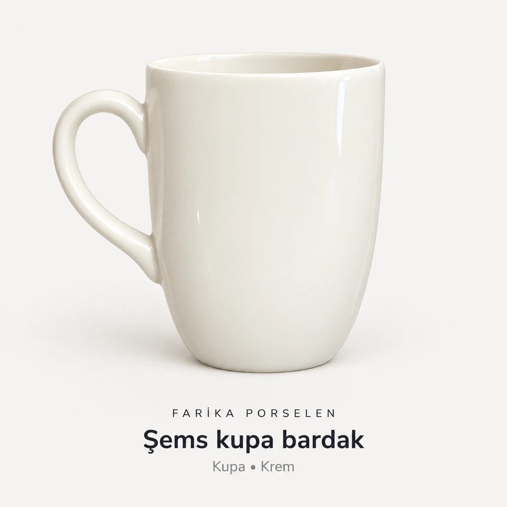 Farika Porselen Şems kupa, krem renk baskısız ürün